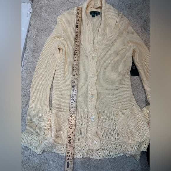 NWT Lauren Ralph Lauren Morton Cardigan Sweater Linen Women’s Large - Picture 12 of 12